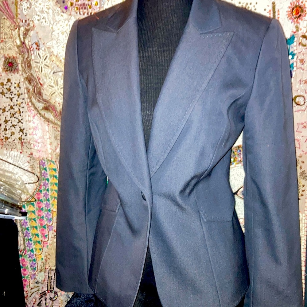 Single Button Gray Lined Designer Suit Jacket - image 1